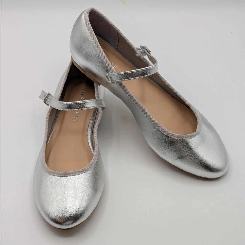 Silver Mary Jane Flats